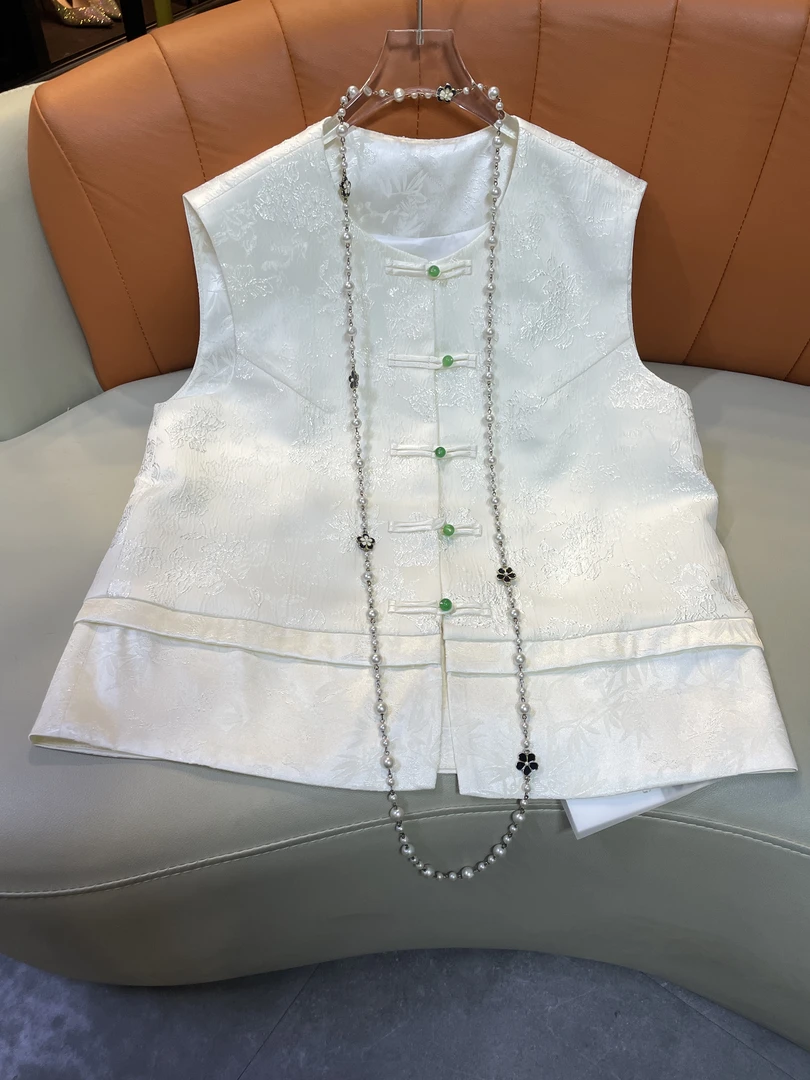 新中式国风时尚休闲网红设计师款提花拼接中国风马甲25062