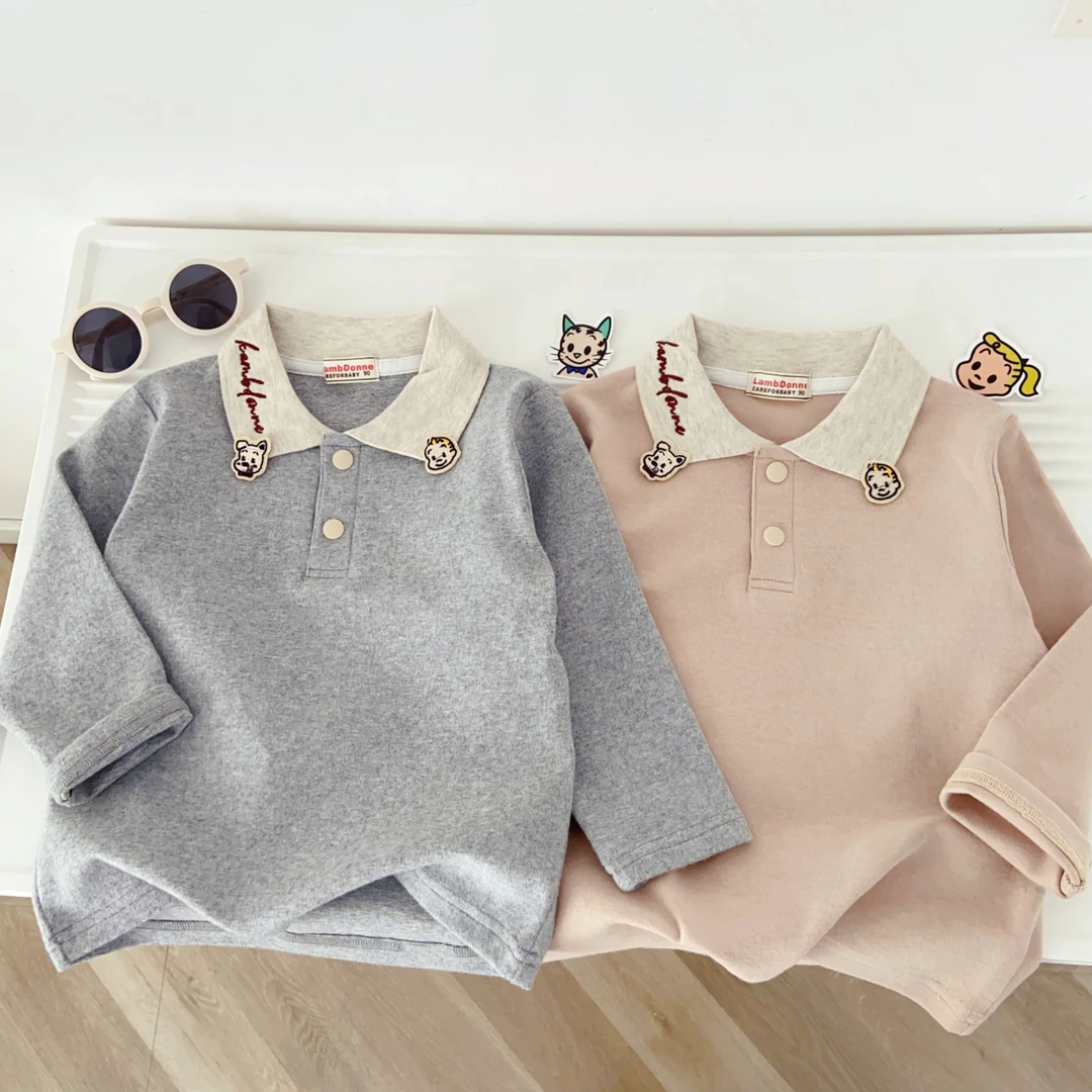 儿童童装polo长袖男童宝宝翻领春秋洋气休闲打底小童韩版上衣