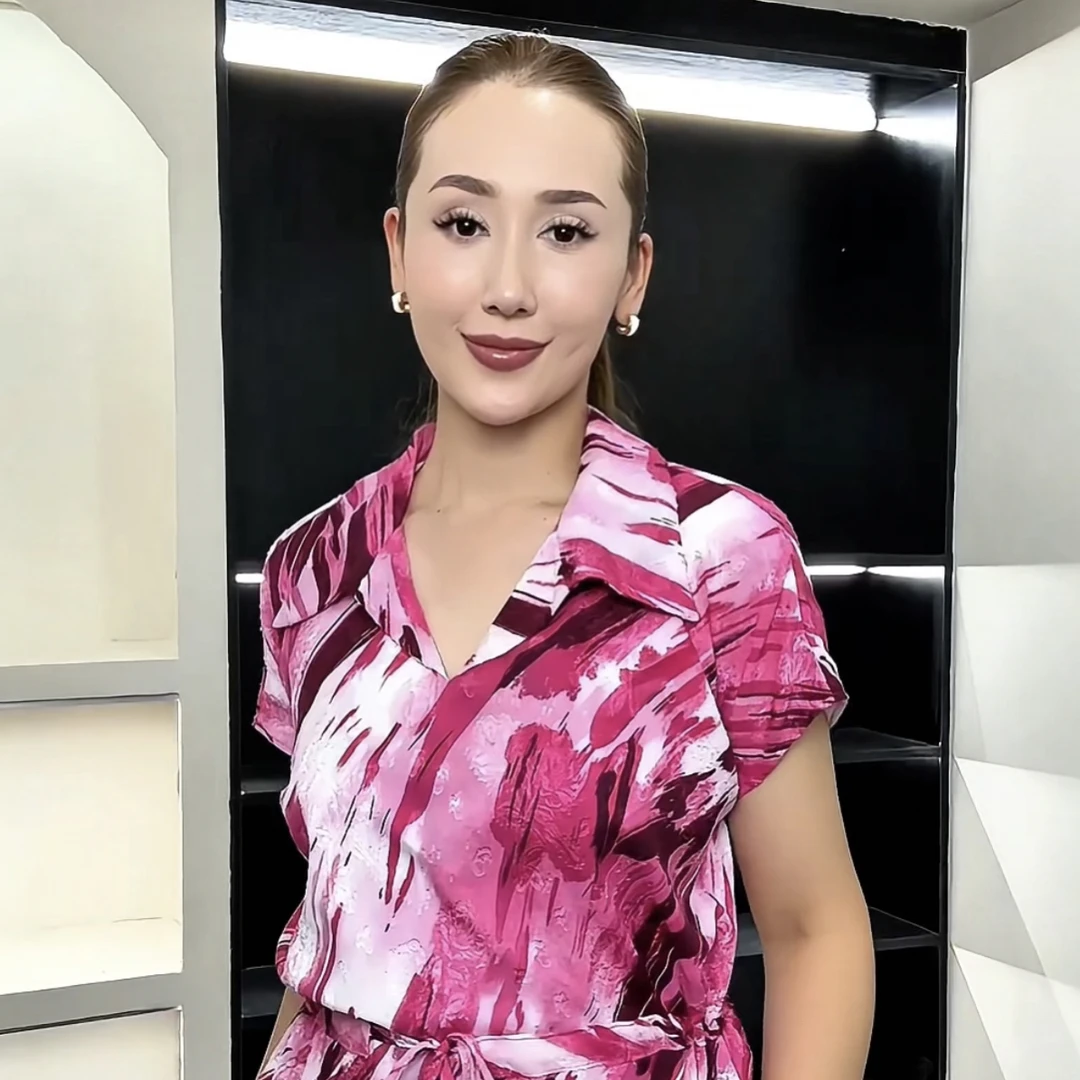 秋季波纹粉钻连衣裙