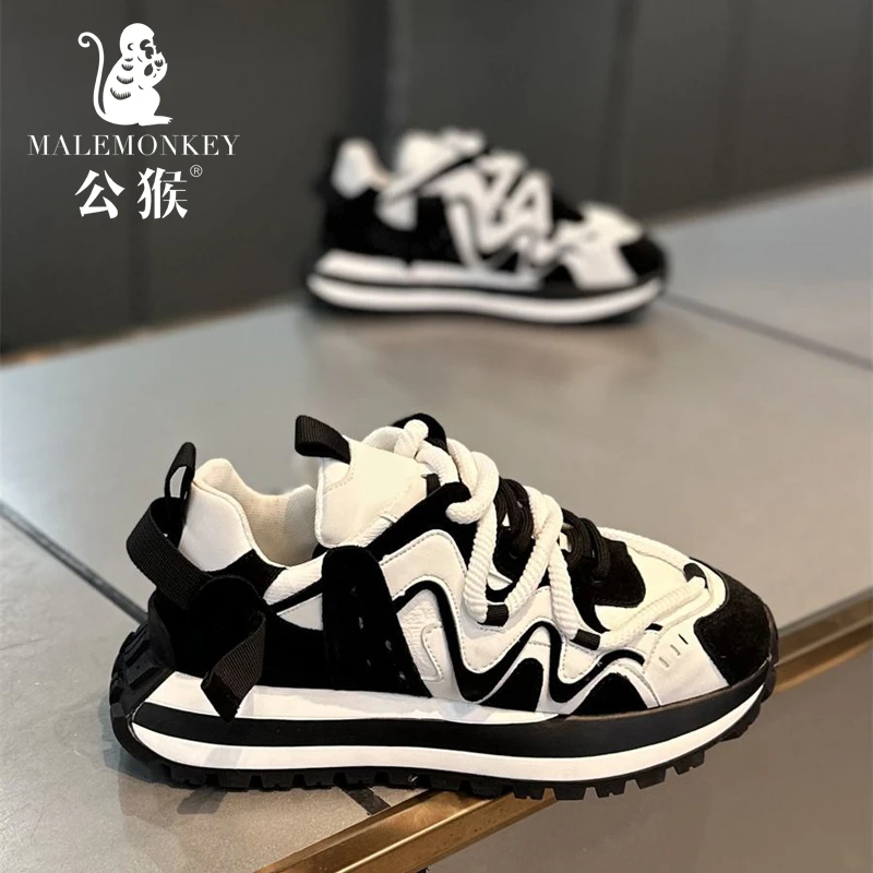公猴男鞋新款小众高级感厚底运动阿甘鞋子男款时尚百搭休闲老爹鞋