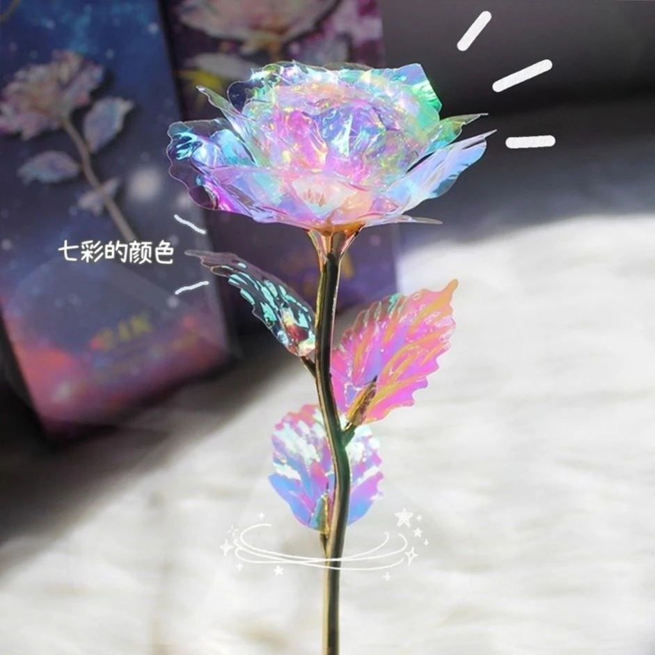 【西藏包邮】七夕情人节礼物 24K玫瑰花礼盒 发光单支彩金色玫瑰