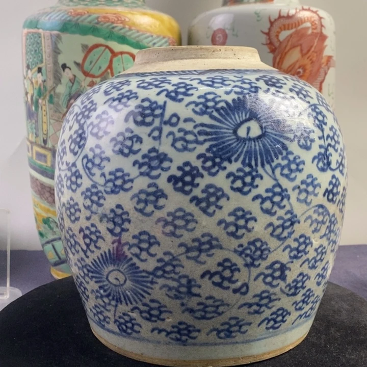 其他陶6849瓷器—青花缠枝花卉凤眼罐