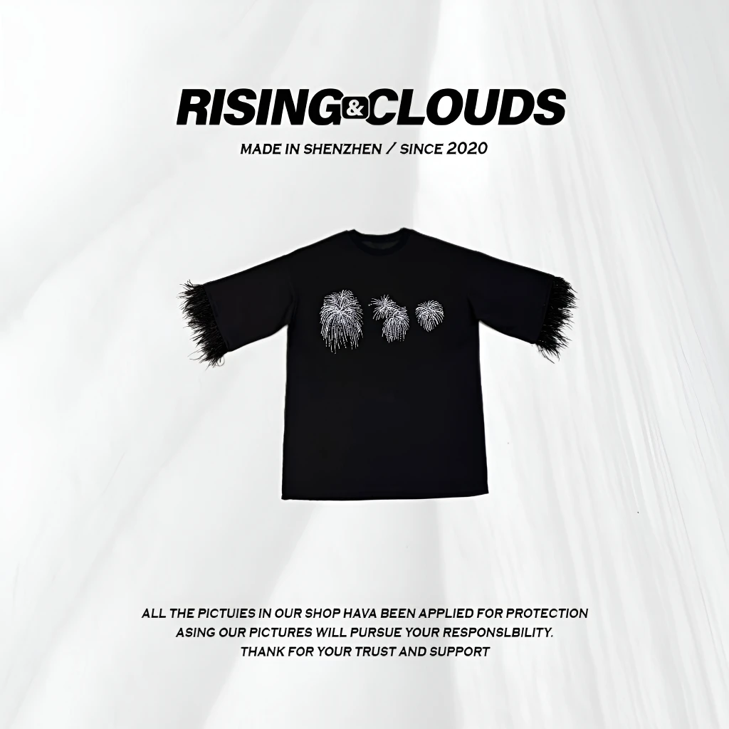 【小云姐】秋季甜酷街头风流苏烟花短袖显瘦遮肉日常派对衫020175