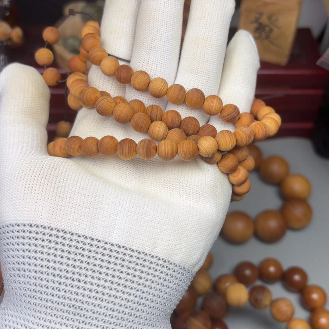柏木（崖柏）0.8尺寸108颗红油毛坯手串