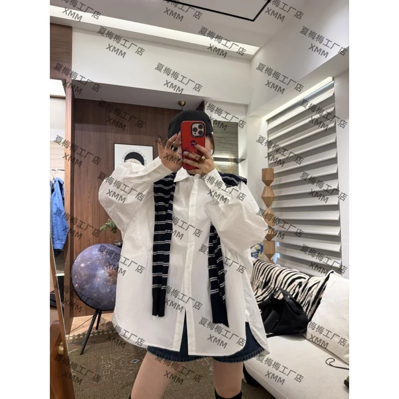 XMM.【大版披肩衬衣】早秋新款时尚百搭潮流显瘦洋气宽松衣MM663272