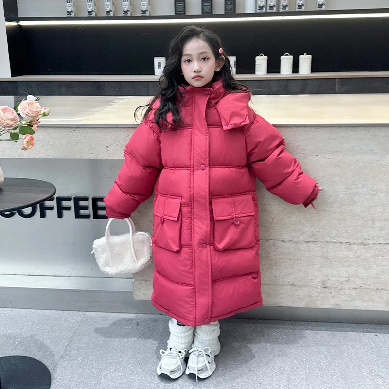 加长长款休闲棉服秋冬棉袄冬季洋气韩版中大童长款保暖冬季外套