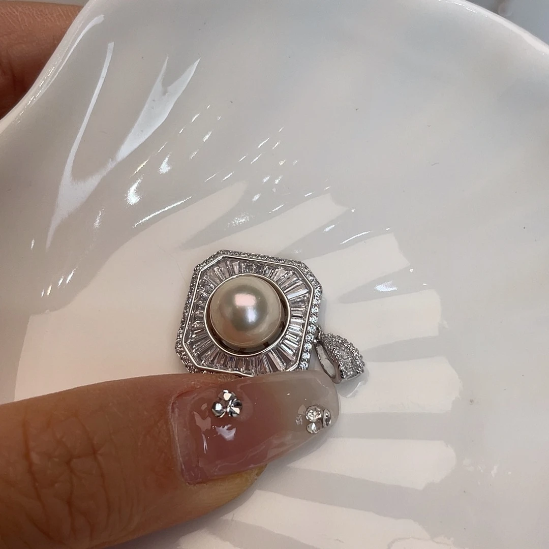 海水珍珠银S925镶嵌吊坠(不含链)