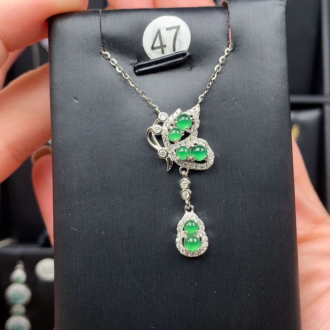 ⁰***₃翡翠银S925镶嵌颈饰