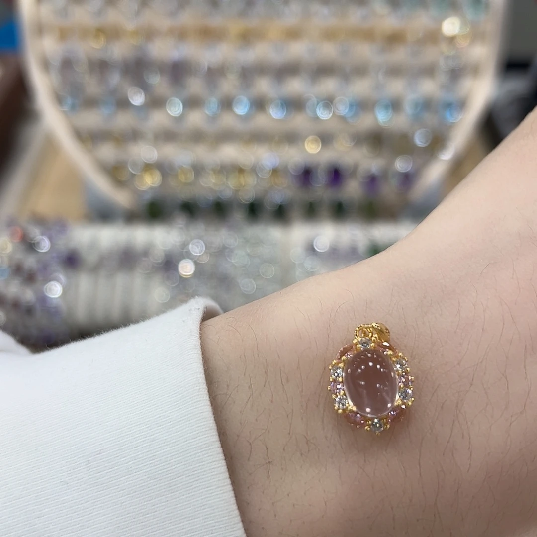 娟***娟吊坠(赠链)银S925镶嵌烟晶