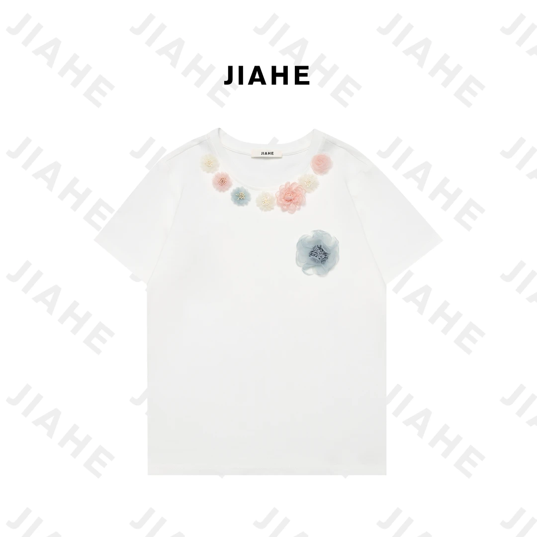 【珈禾直播】’花间拾色‘深圳南油轻奢立体绣花重工原创设计短袖2025
