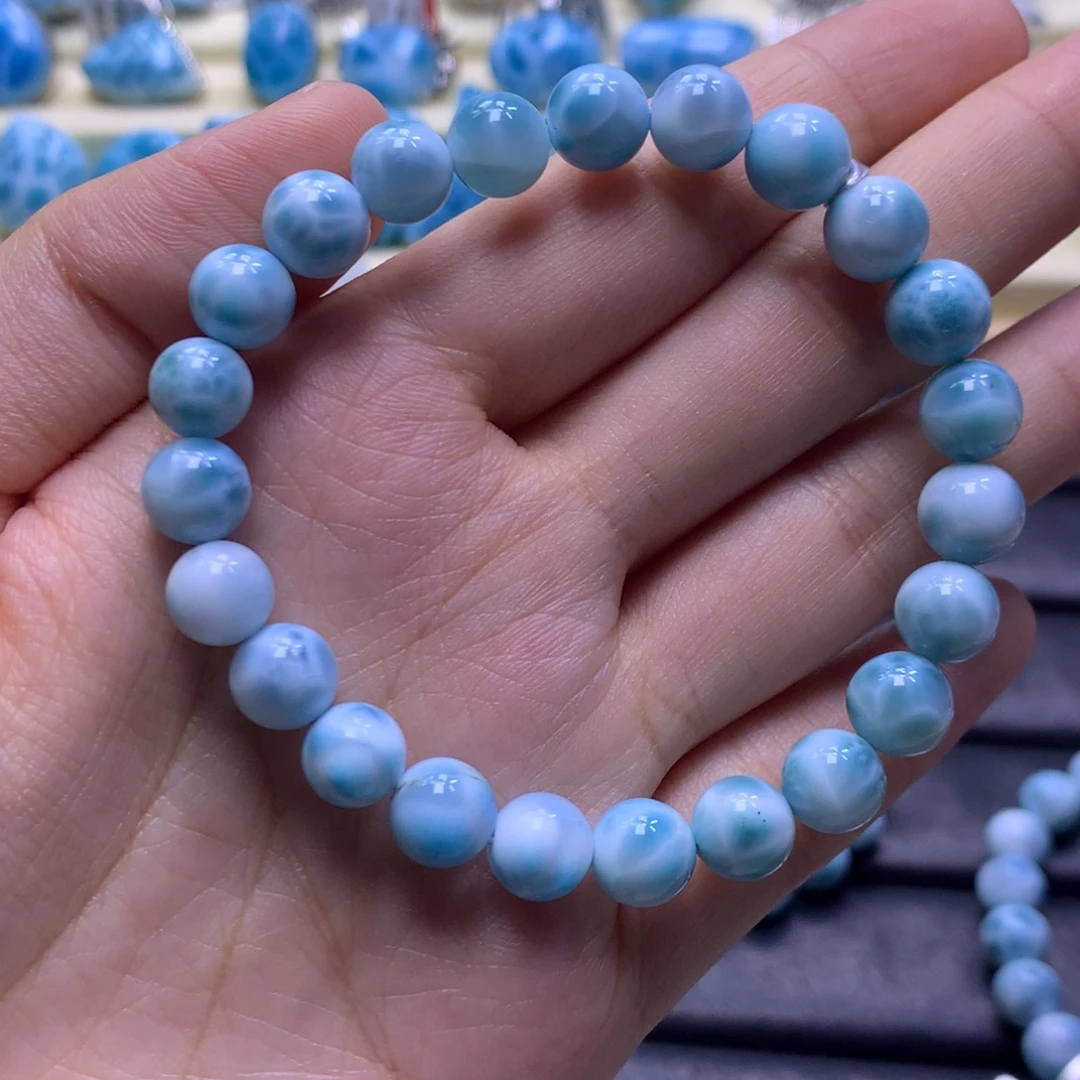 针钠钙石（海纹石）未镶嵌手串8+手串色差略异