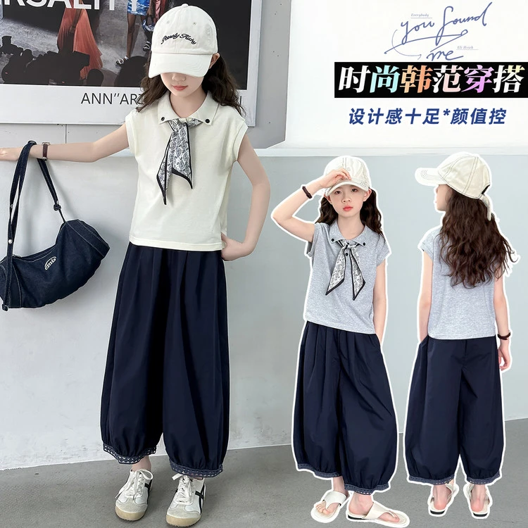 女童2025新款夏季洋气童装6-12岁15网红爆款甜美中大童学院风套装