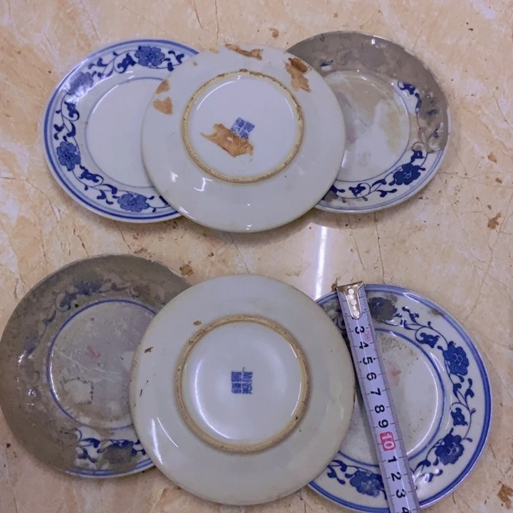 摆件6个14厘米芙蓉花平盘景德镇