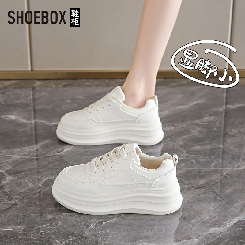 SHOEBOX鞋柜时尚百搭小白鞋2025夏季新款软底轻便防滑运动鞋女