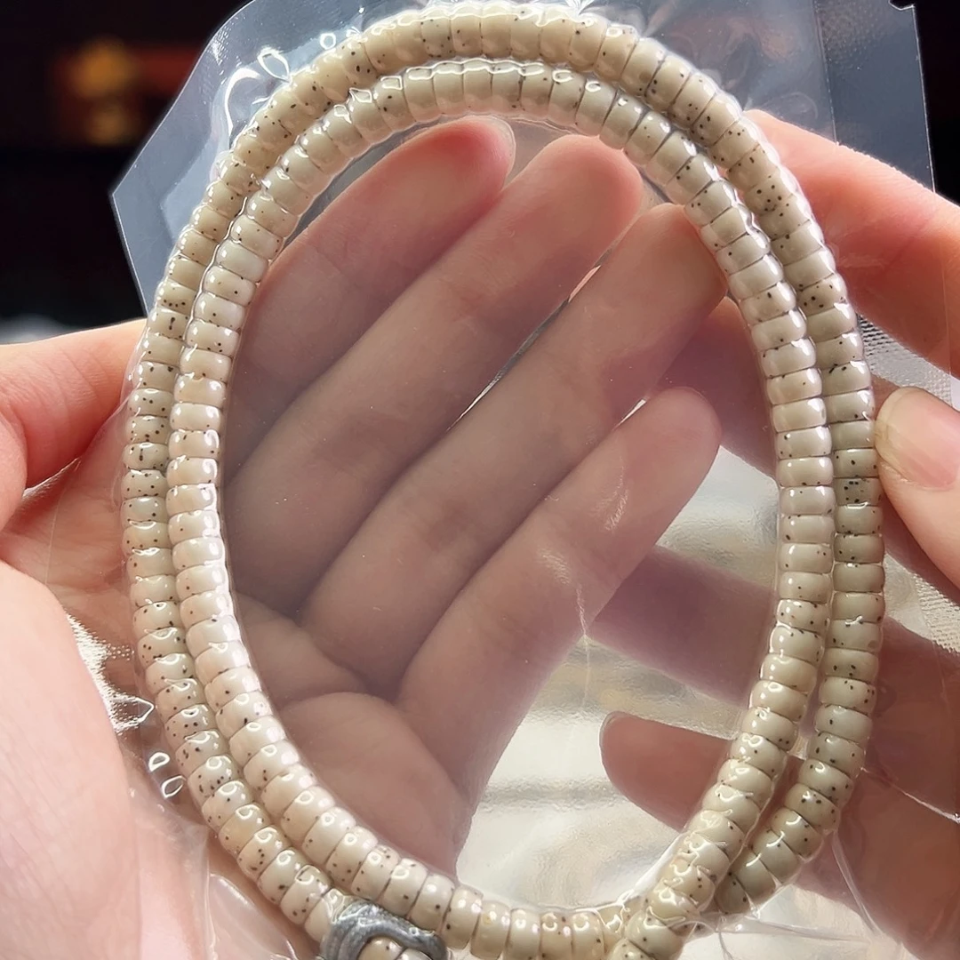 手串星月菩提Fqh6*3同枝骨瓷白 数星星 药片