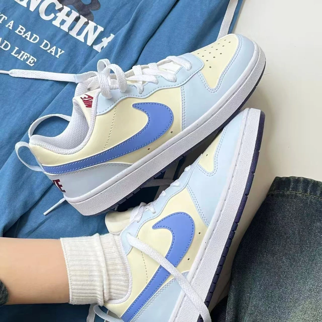 直播专享Nike Court Borough耐克合成革蓝黄GS低帮板鞋FV8120-141