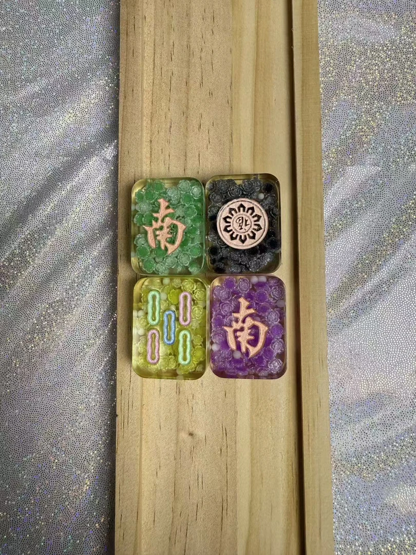 [主播代拆]玫瑰花潮玩解压滴胶麻将DIY手作