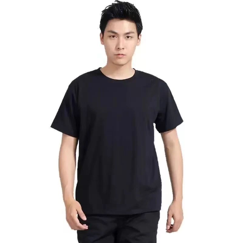 丝光棉短袖作训夏季执勤短袖保安圆领速干训练衫T恤衫夏季保安服