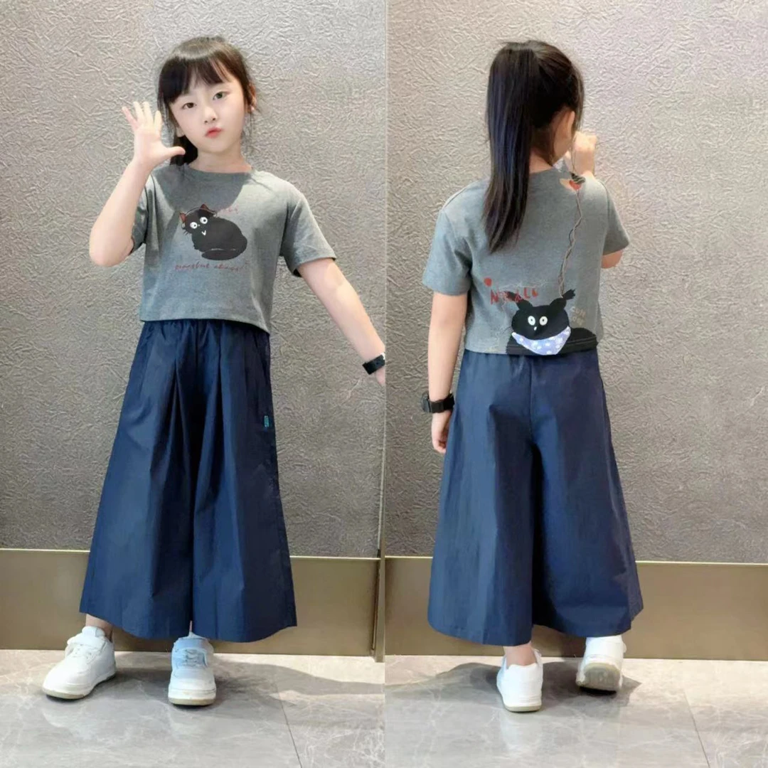 女童夏装休闲短袖2025新款中大童儿童女孩夏季时髦裙裤