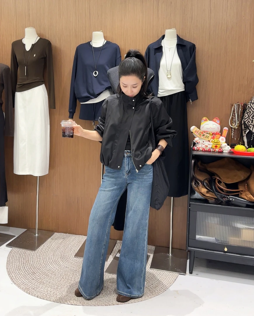 鑫燃KIKI 一抹平面料时尚立领休闲短外套 1190 WU(B)