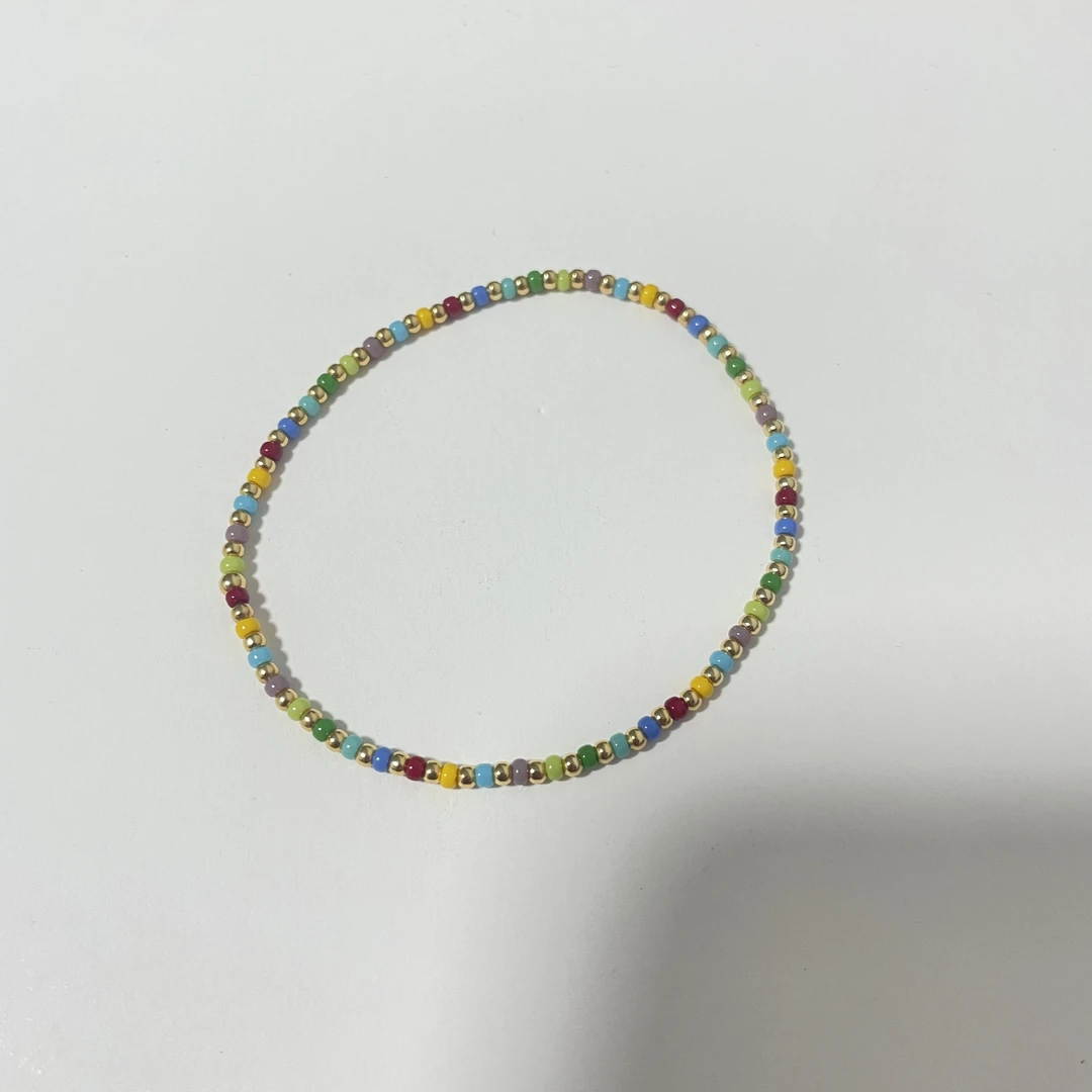 琉璃小米珠KK彩虹手链弹力绳约2mm YQS755--