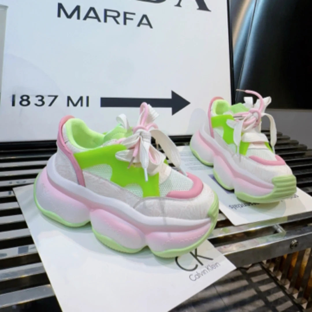 A.M艾墨儿女款欧货款AK夏季设计款透气网增高胶标女款潮牌老爹鞋