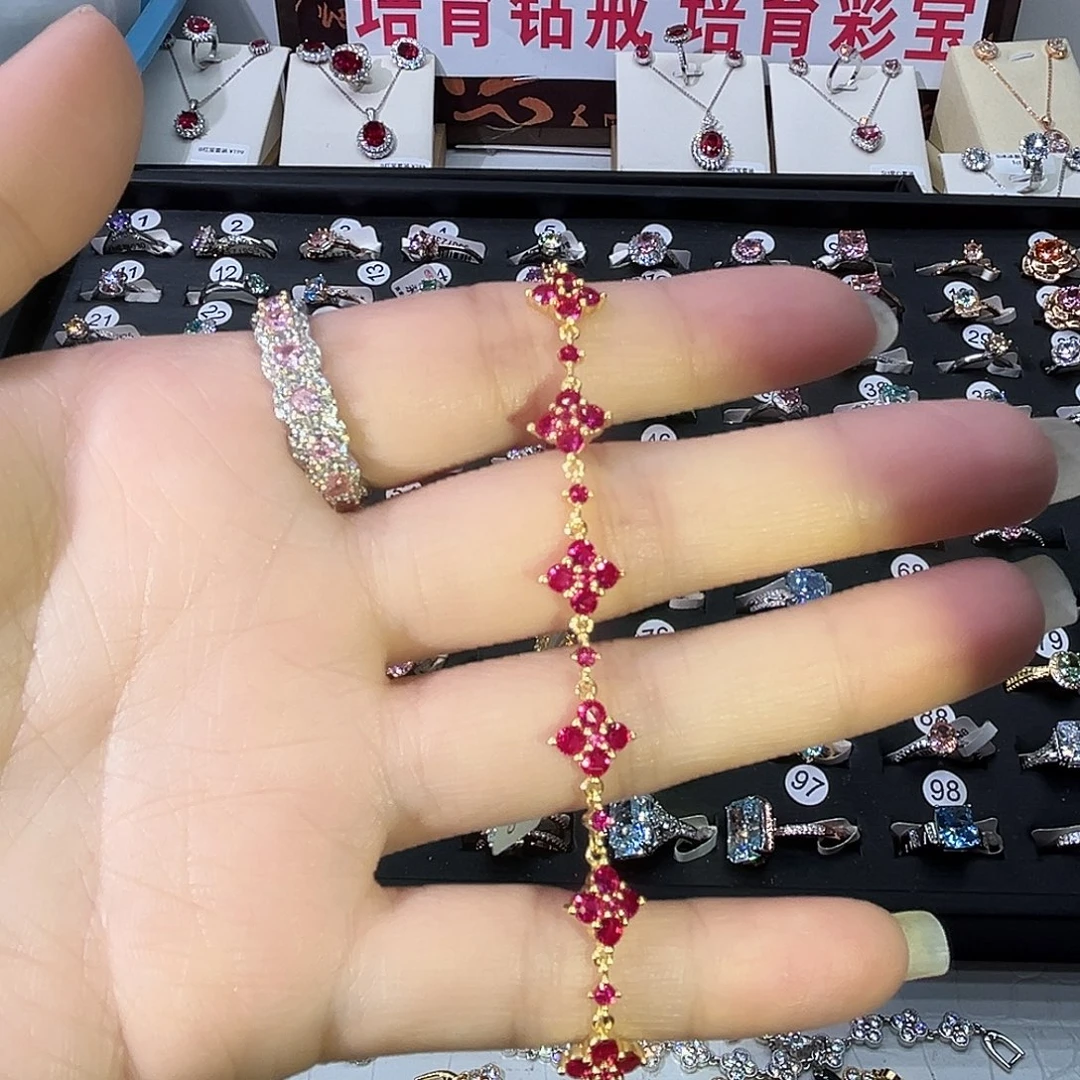 莫桑石非金属CL红宝四叶草手链