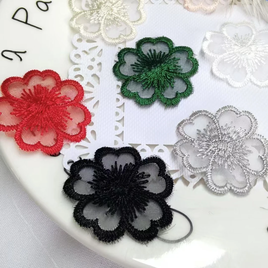 欧根纱蕾丝多色补小洞装饰百搭补丁衣服蚊帐装饰修补破洞刺绣花朵
