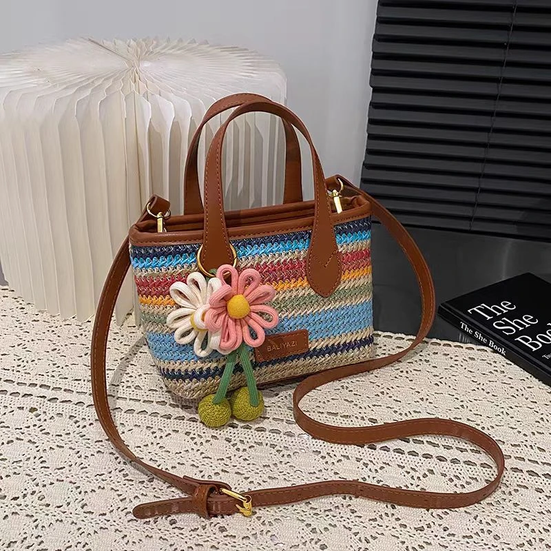 2025新款彩虹编织包不扎手品质包单肩斜挎