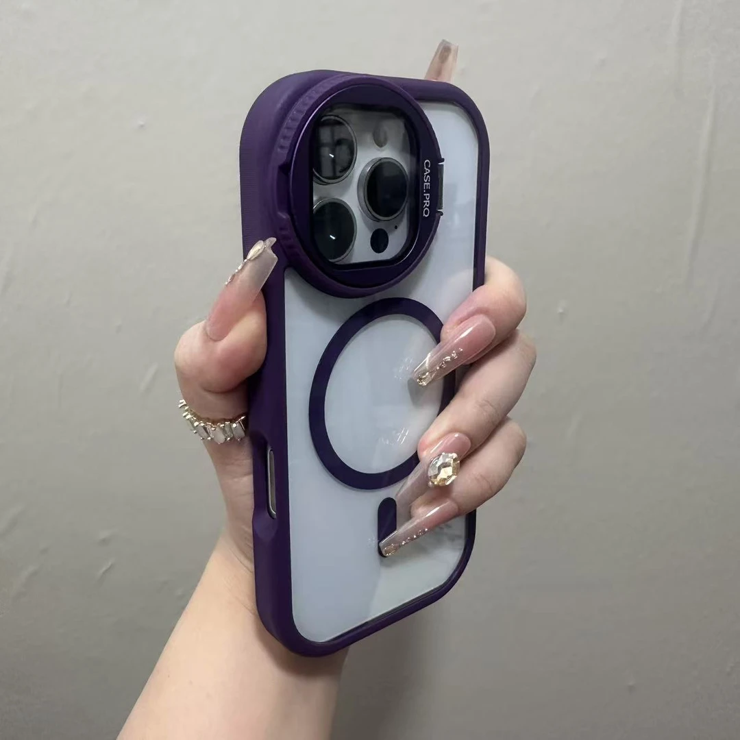 创意翻盖护镜支架磁吸防摔适用苹果16promax15/14手机壳