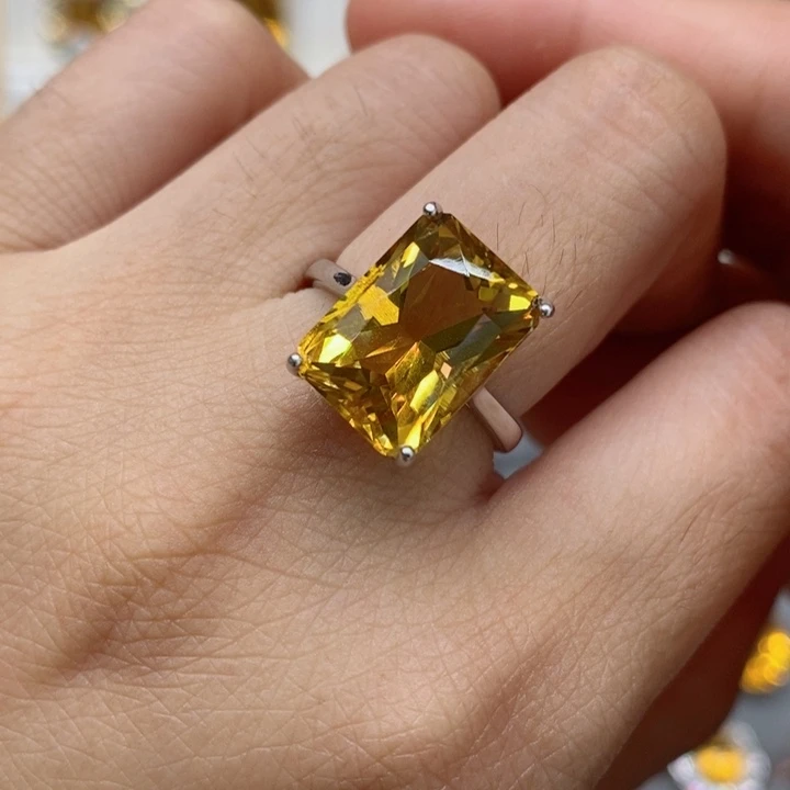 水晶戒指银S925镶嵌天然水晶戒指