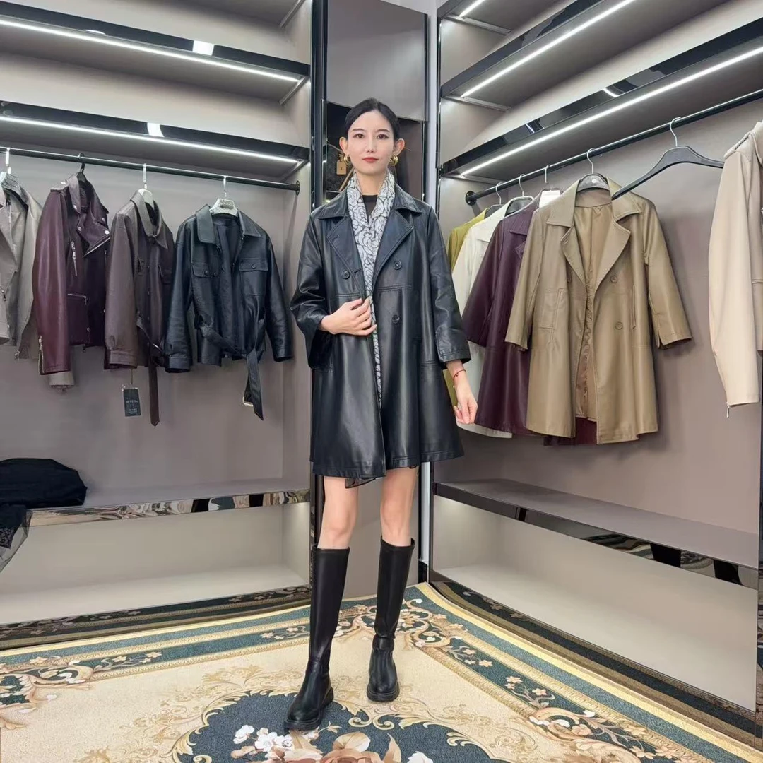 （6601款）春秋女士皮衣外套保暖休闲时尚中长款韩版显瘦气质百搭