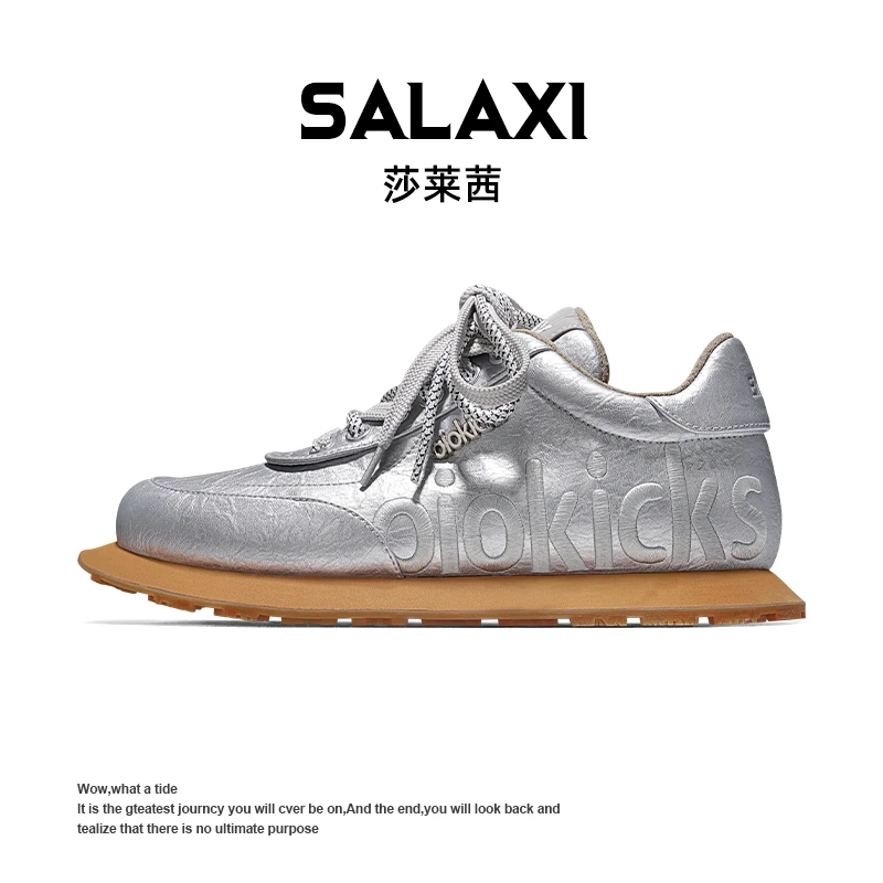 SALAXI/莎莱茜 2025冬季新款字母复古刺绣低帮潮鞋增高男女阿甘鞋