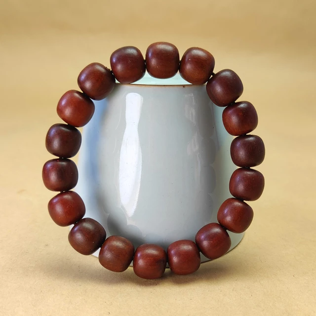 老枣木桶珠手串简约风新中式文玩手把件雷击木老木料雕刻手持念珠