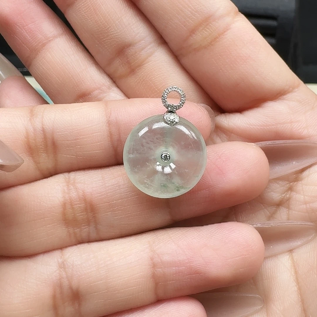 吊坠(不含链)18K金镶嵌翡翠