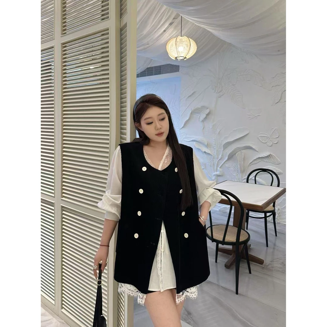 琪琪怪怪大码女装【叠搭加分项】蕾丝拼接无袖马甲外套T35247QZ