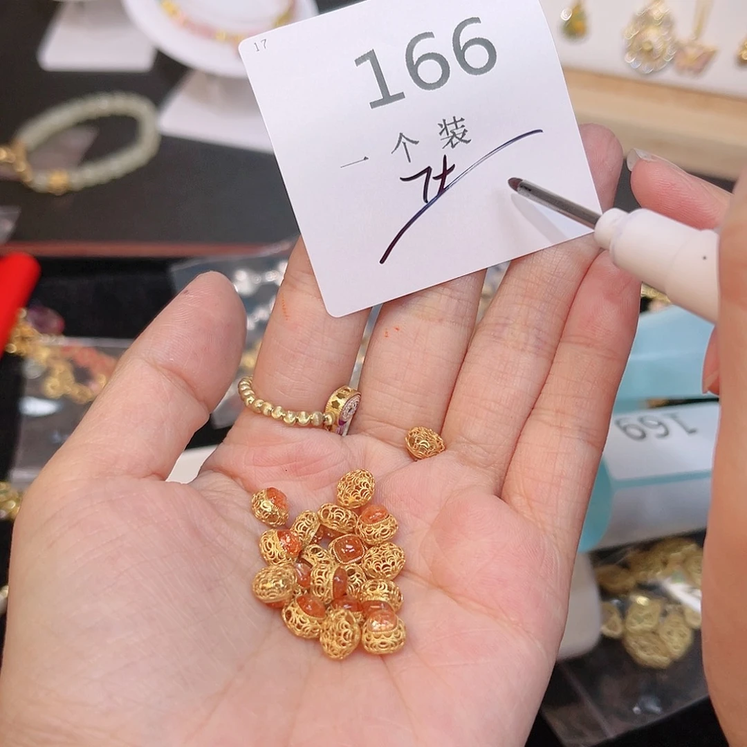 玛瑙/玉髓珠宝半成品银S925镀金镶嵌166