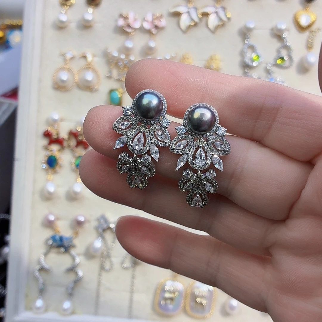 淡水珍珠耳饰合金