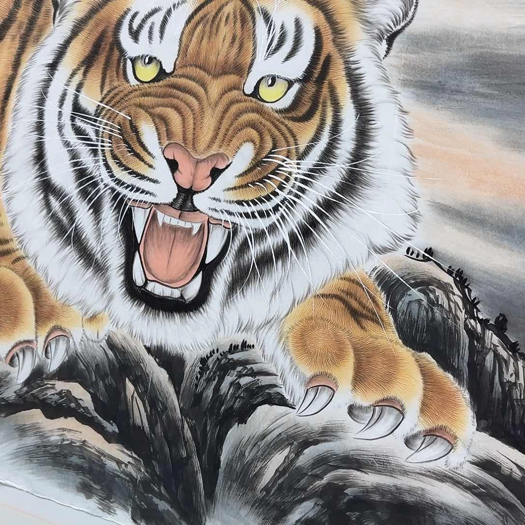 国画镜**童尺寸70X70手绘作品