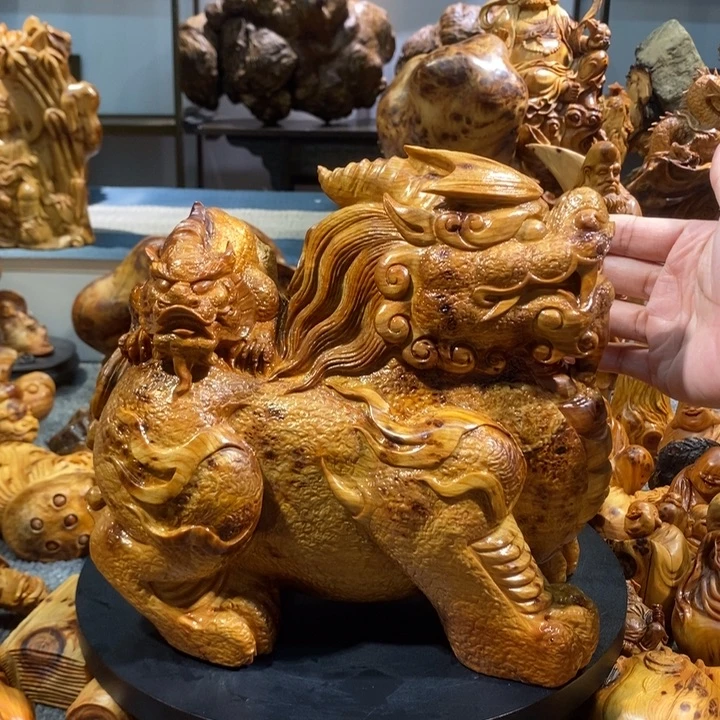 木崖柏工艺品子母貔貅