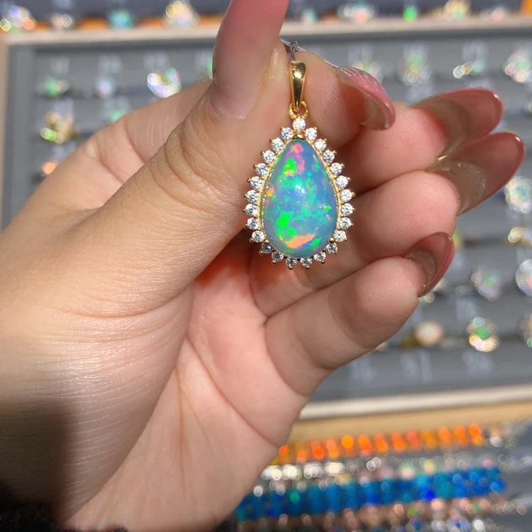 银S925镶嵌欧泊欧泊吊坠l