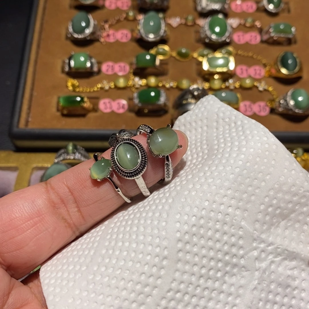 和田玉（碧玉）戒指未镶嵌小*