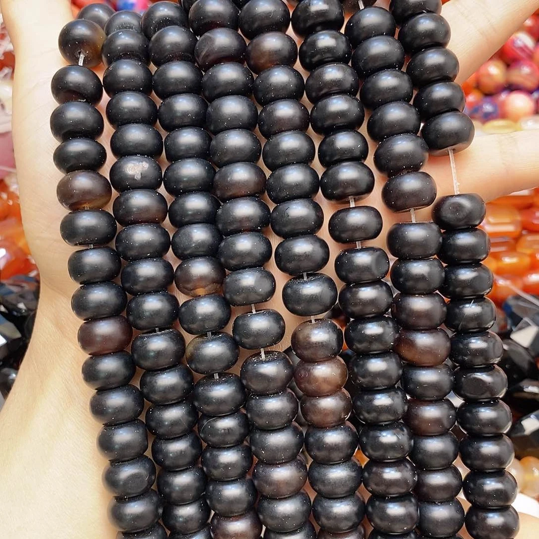 玛瑙/玉髓未镶嵌珠宝半成品磨砂玛瑙算盘一条（带小平头）