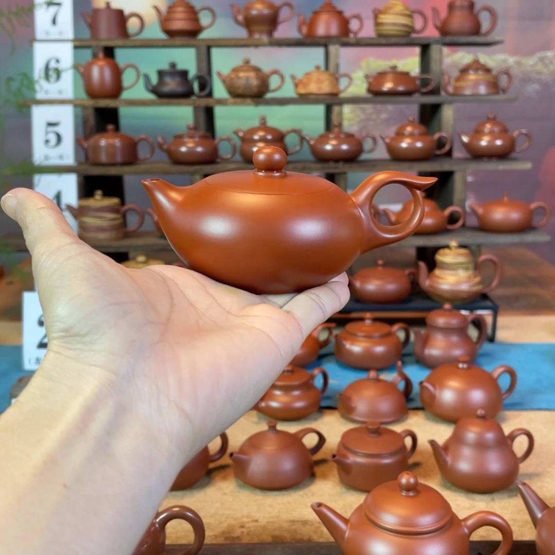 茶壶紫砂东****❶潮州手工手拉朱泥凤雏壶