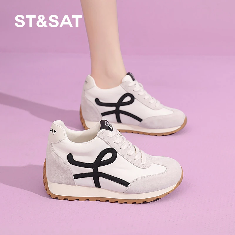 星期六冬季新款矮子乐小个子厚底内增高德训鞋舒适软底休闲小白鞋