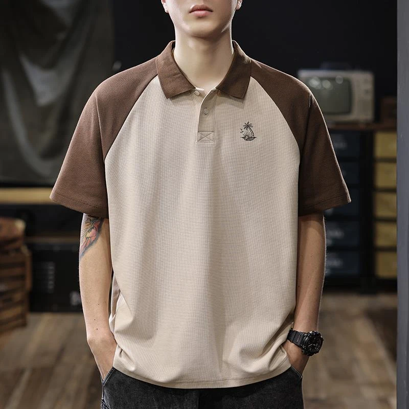 克罗心重磅短袖POLO衫男2025夏季新款男士T恤美式复古宽松保罗衣t