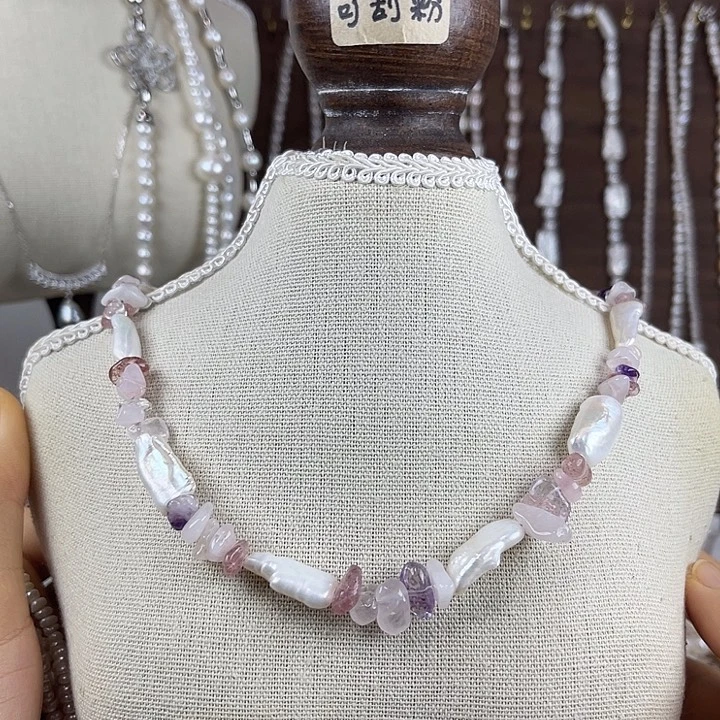 银S925镶嵌淡水珍珠颈饰