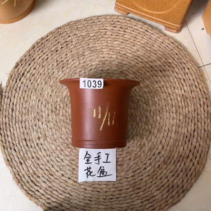 紫砂花盆全手工朱泥1039