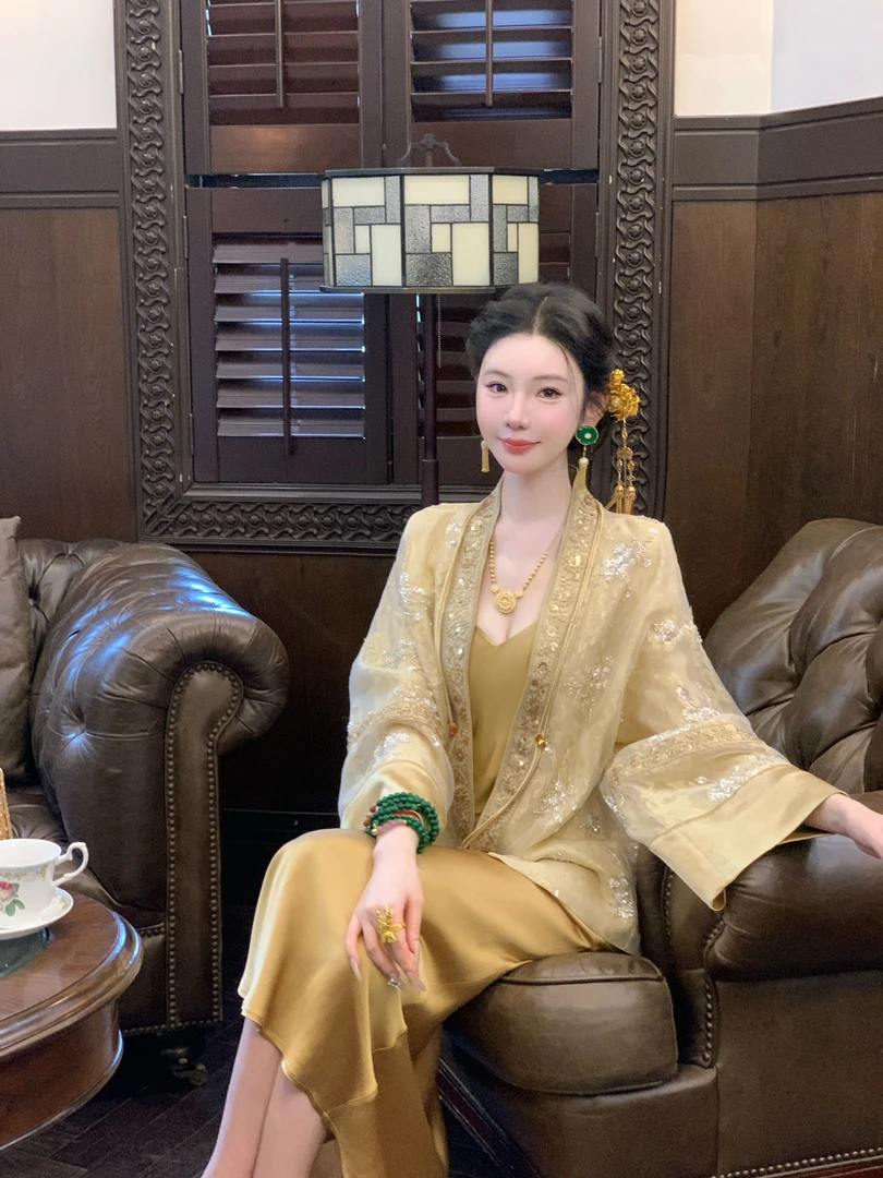 【雅乔定制】金玉华裳 双层网布刺绣新中式国风外套DYLL-25026699