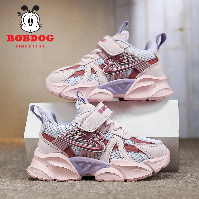 巴布豆女童鞋子时尚轻便2025春秋新款网面透气软底耐磨儿童运动鞋